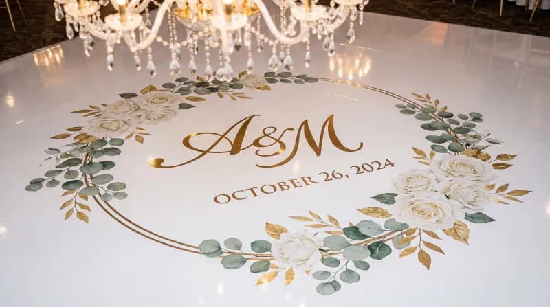 Geometric Gold wedding floor wrap design