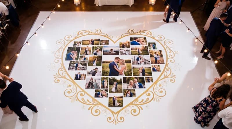 Wedding dance floor wrap with floral border design