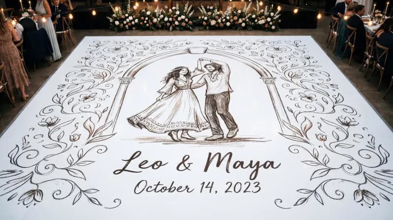 Custom Illustration wedding floor wrap design